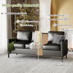 STHOUYN 72" Black Faux Leather 3-Seat Sofa