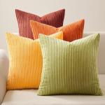 Set of 4 Striped Velvet Throw Pillow Covers