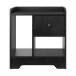 Stylish Black Bedside Table with Drawer Storage