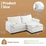 VINGLI 87" Convertible L-Shaped Sofa with Ottoman