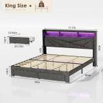 King Size LED Bed Frame with Drawers and Charging Station