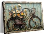 Rustic Daisy Floral Canvas Wall Art Decor