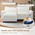 VINGLI 87" Convertible L-Shaped Sofa with Ottoman