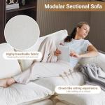 VINGLI 87" Convertible L-Shaped Sofa with Ottoman