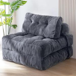 MAXYOYO Convertible Sleeper Chair with Pillow, Dark Grey