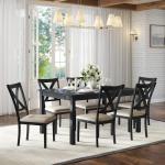 7-Piece Farmhouse Dining Set with Upholstered Chairs