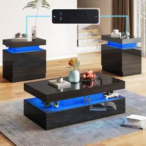 Modern 3-Piece High Gloss Living Room Table Set