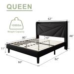 Queen Size Linen Upholstered Bed Frame with Charging Station