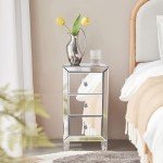 Mirrored Nightstand with 3 Drawers and Accent Table