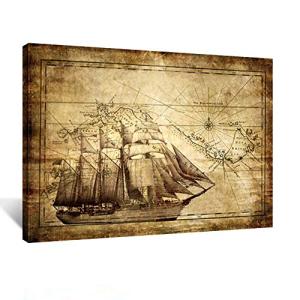 Old World Nautical Map Canvas Wall Art 40x30in
