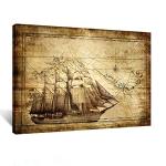 Old World Nautical Map Canvas Wall Art 40x30in
