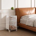 Mirrored Nightstand with 3 Drawers and Accent Table