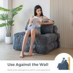 MAXYOYO Convertible Sleeper Chair with Pillow, Dark Grey