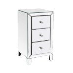 Mirrored Nightstand with 3 Drawers and Accent Table