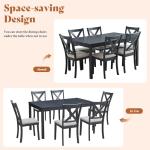 7-Piece Farmhouse Dining Set with Upholstered Chairs