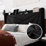 Queen Size Linen Upholstered Bed Frame with Charging Station