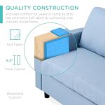 Light Blue Upholstered L-Shaped Sectional Sofa with Ottoman