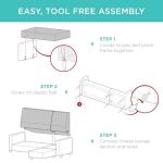 Light Blue Upholstered L-Shaped Sectional Sofa with Ottoman