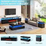 Modern 3-Piece High Gloss Living Room Table Set