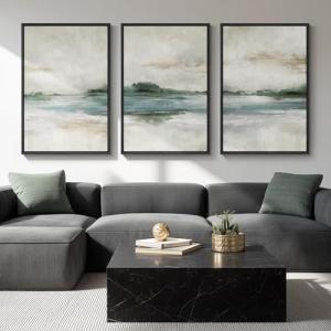 Set of 3 Large Abstract Nature Canvas Art