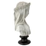 Veiled Maiden Indoor Bust Statue in Antiqued White