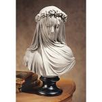Veiled Maiden Indoor Bust Statue in Antiqued White