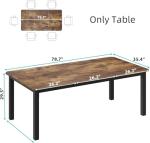 Industrial Dining Table for 6-8 People, 78.7" Long