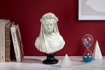 Veiled Maiden Indoor Bust Statue in Antiqued White