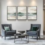 Set of 3 Large Abstract Nature Canvas Art