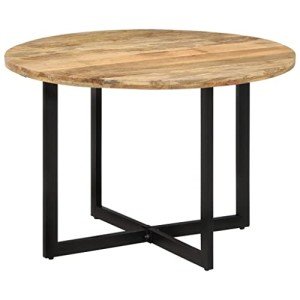 Round Industrial Dining Table with Mango Wood & Iron