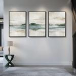 Set of 3 Large Abstract Nature Canvas Art