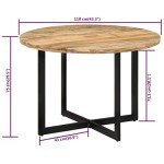 Round Industrial Dining Table with Mango Wood & Iron