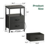 Huuger Night Stand with Charger and LED Lights