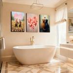 Adorable Bear and Cat Valentine Wall Art Set