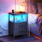 Huuger Night Stand with Charger and LED Lights