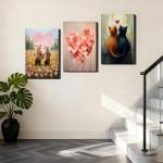 Adorable Bear and Cat Valentine Wall Art Set
