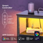 Huuger Night Stand with Charger and LED Lights