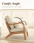 Beige Mid-Century Modern Accent Chair with Pillow