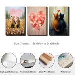 Adorable Bear and Cat Valentine Wall Art Set