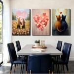 Adorable Bear and Cat Valentine Wall Art Set