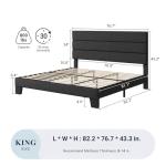 Allewie Dark Grey King Bed Frame with Headboard
