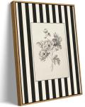 Yellow Floral Canvas Art with Striped Frame