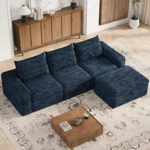 Aqua Blue Modular L-Shaped Sectional Sofa