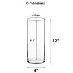 Clear Glass Cylinder Vase - 12" Tall, 4" Wide