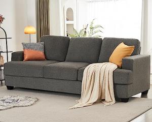 Modern 89-Inch Grey Chenille 3-Seater Sofa
