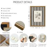 Yellow Floral Canvas Art with Striped Frame