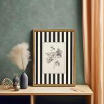 Yellow Floral Canvas Art with Striped Frame