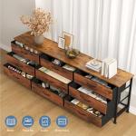 DUMOS Long TV Stand with 9 Fabric Drawers