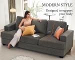 Modern 89-Inch Grey Chenille 3-Seater Sofa