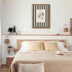 Yellow Floral Canvas Art with Striped Frame